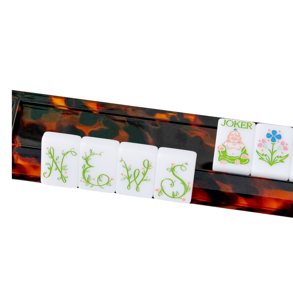 Dear Mahjong tortoise shell acrylic mahjong rack with pusher and tiles