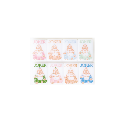 Eight hand-painted joker tiles in pastel colors from the Dear Mahjong Original White mahjong set